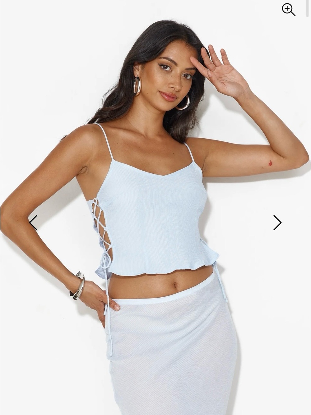 NWT lioness endless cami in Light Blue Lace-Up Side